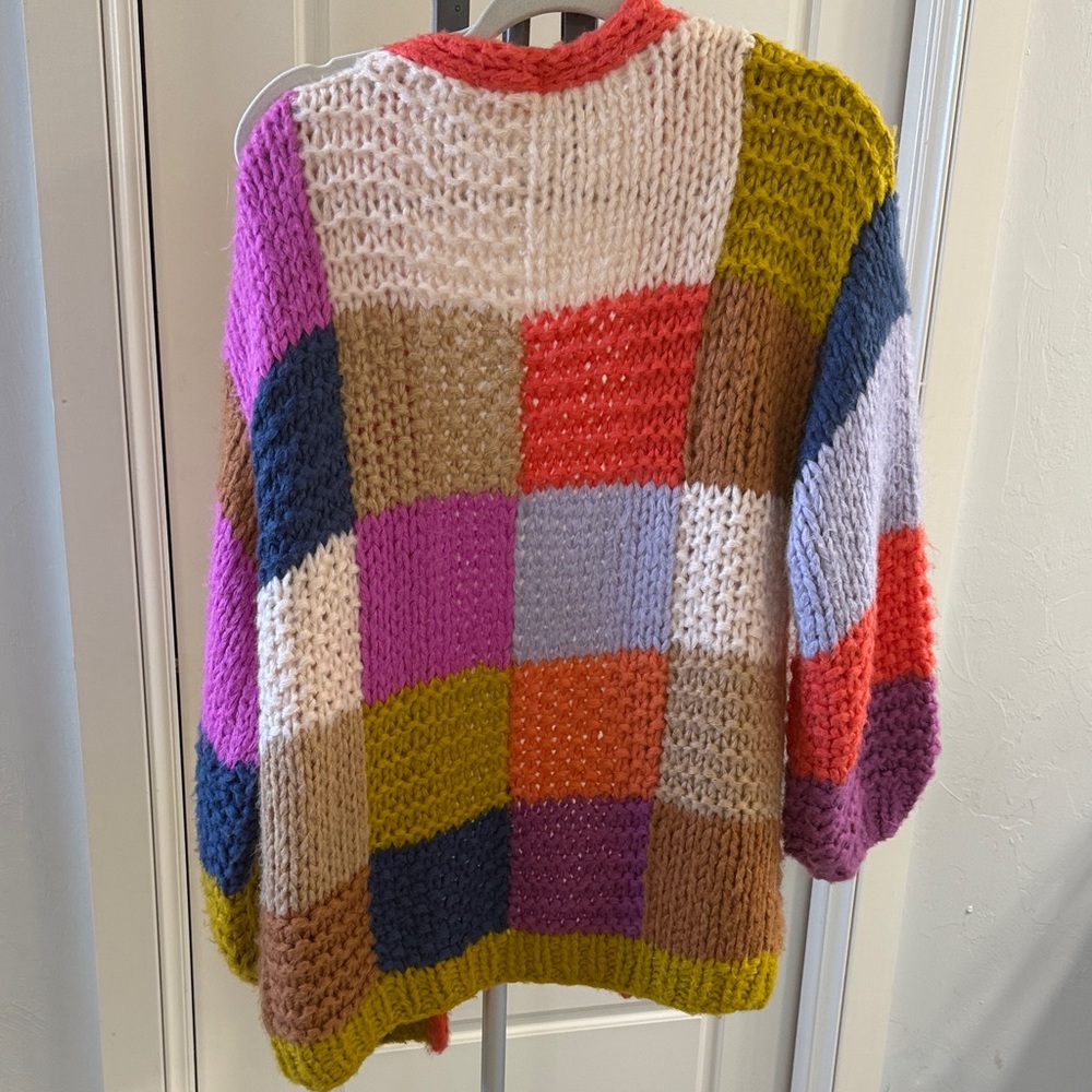 Entro Multicolor Patchwork Knit Cardigan - image 4